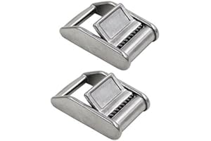 Chiloskit 2 pcs Stainless Steel 316 Cam Buckle Ratchet Buckle Tie Down Strap or Webbing Cargo Lashing Lash Luggage Bag Belt Metal Buckle (25mm Buckle)