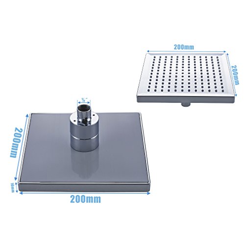 Badaccessoires von BONADE – 20×20 LED Quadratische Duschkopf Regendusche Brause Dusche mit 3 Farben wechseln - 2