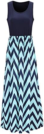 Happyelf Women's Summer Boho Tank Top Striped Sleeveless Casual Maxi Long Dress
