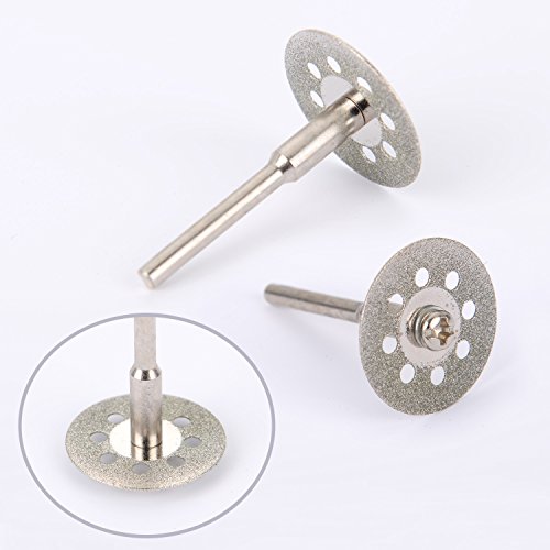 Blulu 22 mm Mini Gelochte Trennscheiben Diamant Schneidscheiben Ann Arbor Schäfte, 12 Stück - 2