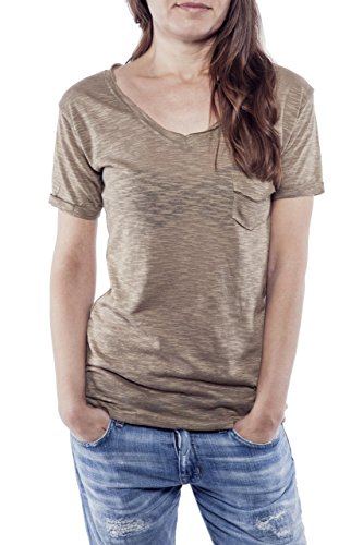 Ella Manue Ladies Women V-Neck Shirt Elie Femme Chemise, Size: L, Color: Nut