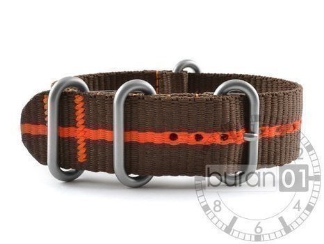 Original von Buran01.com Uhrenarmband Nato Nylon ZULU Strong braun/orange Streifen 18mm WATCH STRAP Original von Buran01.com Uhrenarmband Nato Nylon ZULU Strong braun/orange Streifen 18mm WATCH STRAP