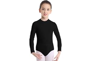 dPois Mädchen Body Langarm Ballettanzug Tanzen Ballett Trikot Leotard Bodysuit Kleinkind Gymnastikanzug Turnanzug Gr. 98-152 in Schwarz Weiß Rosa