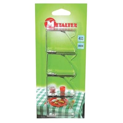 Metaltex 254500 Lot de 4 Fixe-Nappes Acier Inoxydable Blanc 28 x 28 x 18 mm