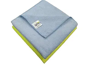 SOFTSPUN Microfiber Cloth - 2 pcs - 40x60 cms - 340 GSM Multicolor - Thick Lint & Streak-Free Multipurpose Cloths - Automotive Microfibre Towels for Car Bike Cleaning Polishing Washing & Detailing