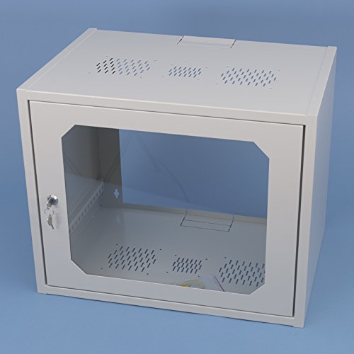 19'' Netzwerkschrank 6 HE Wandschrank Rack Schrank Serverschrank Wandverteiler 19 Zoll Glastür RAL 7035