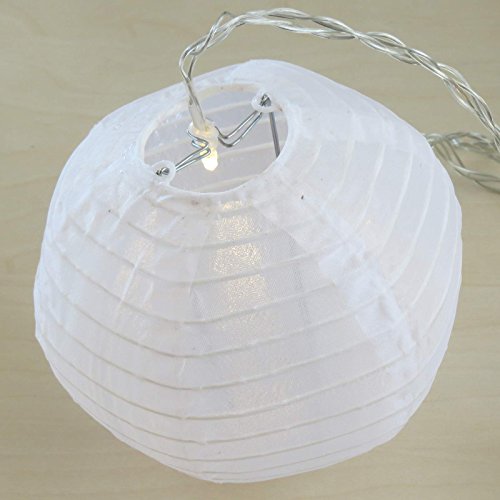 Lampion Lichterkette mit 15 LED-Lampions weiss Ø 15 cm Garten außen von Gartenpirat - 2