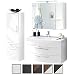 Produktbild Badmöbel-Set VERONA Medium Weiß 3-tlg, Spiegelschrank 90 cm LED beleuchtet, Waschtisch-Unterschrank 100 cm mit 2 Schubladen, Bad Hochschrank 40 cm unten abgerundet