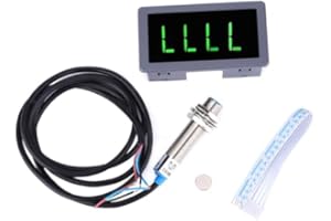 ViaGasaFamido DC 8-24V 40mA 10-9999RPM 4 Digital LED Tachometer RPM Speed Meter+Hall Proximity Switch Sensor NPN Green for RPM Speed Measurement(Green),digital tachometer