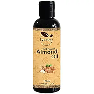 VedOn Pure Cold Pressed Sweet Almond Oil for Hair and Skin and Massage, 100ml ( Odorless )