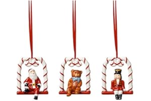 Villeroy & Boch - Nostalgic Ornaments, Adorno balancín, Set de 3 Piezas, 18 x 4 x 8cm, Porcelana, Multicolor