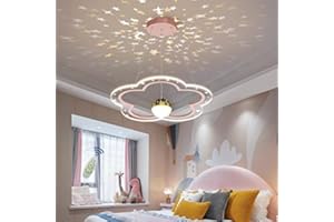 LXQ LED Ciel Étoilé Lustre Fleur Design Chambre d'enfant Lampe Suspendues Dimmable Salle à Manger Suspension Garçon Fille Chambre Lampes Table à Manger Pendentif Intérieur Éclairage Lumières,Rose,40cm