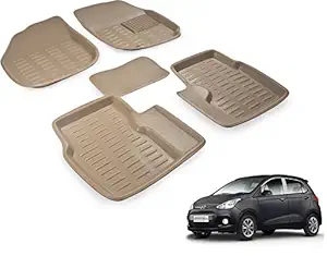 Auto Hub EVA, Plastic 3D Car Floor Mats Compatible for Hyundai Grand i10 (Model : 2013-2018) - Beige