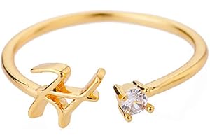 FPEAOB Buchstaben Ringe Frauen Gold Ring mit Buchstaben Verstellbar Ring Damen Offener Rings Initial Buchstabe A-Z Ring mit Namen Modeschmuck Damenring Minimalistisch Stapelbare Ringe Geschenk für Frauen