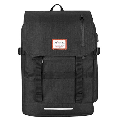 Preisvergleich Produktbild REXSO Laptop Rucksack, Wasserabweisender Reiserucksack Daypack Sport Fahrrad Rucksack Schulrucksack Damen Herren (schwarz)