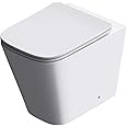 Durovin Bathrooms Back to Wall Rimless Toilet - Short Projection - Include WC Pan with Soft Close Seat Quick Release (Square)