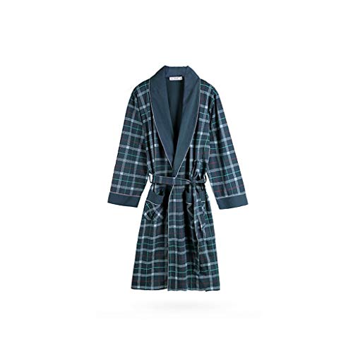 Xin Yu Yue Firm Pyjamas pour hommes Printemps Et Automne Peignoirs Peignoirs Coton Longue Section Coton Peignoir Automne Home Service Avec Poches (Couleur : Gray green, taille : XXL)