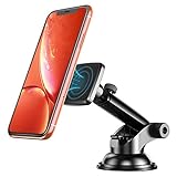【FUERZA MAGNÉTICA FUERTE】: Los cuatro imanes incorporados (grado N42) proporcionan un campo magnético circulante, lo que hace que el soporte sostenga de forma estable su teléfono incluso en una carretera accidentada, sin riesgo de caídas. (Casos de teléfono más gruesos pueden interferir con la adhesión magnética).
