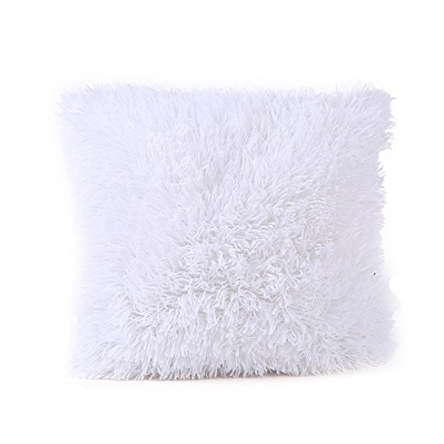 Baleba peluche cintura Throw Cojín Funda de almohada sofá Home decorativo funda de almohada 16 x 16 inch (blanco)