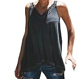Yvelands Damen Weste Unterhemd ärmellose T-Shirts Mode Baumwollspitze Sexy Fashion Camisole Tank Top(Schwarz,S)