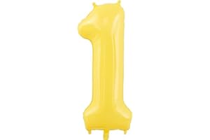Vthoviwa 40 Pollici Palloncini Numeri 1 Giallo, Pallone 1. 0123456789,10-19,20-25,30,40,50,60,70,80,90 Compleanno Numero Palloncini Foglio, Palloncino 1 Decorazione Festa Supporta Elio