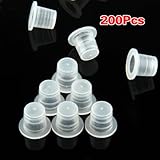 SODIAL(R) 200 Plastic Small Tattoo Ink Cups Caps Holder Supplies