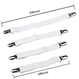 Andux Zone 4pcs/set Einstellbar Spannbetttuch Halter, Bettlaken Fastener/Bügel/Greifer, Halten Alle Blätter Glatt, Fest auf Jedem Bett CDJ-05 bianco - 2