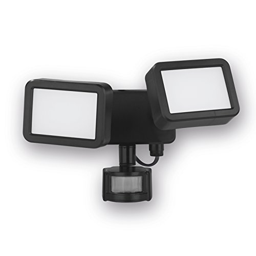 Security LED-Doppelstrahler 8W schwarz ( 44 Power-LEDs pro Strahler | wetterfest und wasserdicht ) - 2