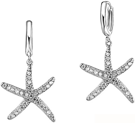 Enez Sea Star Creole Earrings Genuine 925 Silver L: 3.0 cm R2920 + Gift Bag