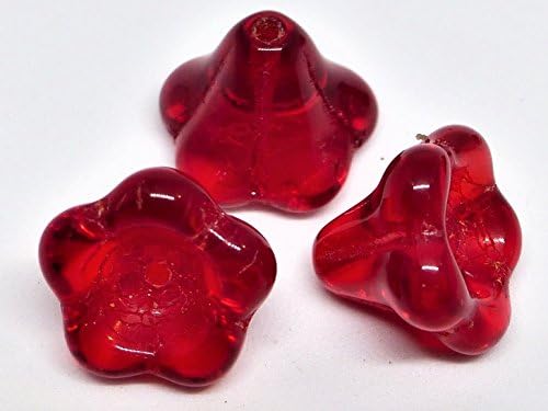 Lenka Republika 10(PCS) X 13mm LARGE CZECH GLASS TRUMPET FLOWER BELL CUP BEADS - OPAL SAPPHIRE - D067
