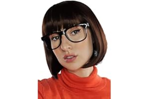 ALLAURA Compatible with Velma Wig – Brown Bob Wig with Glasses for Women – Cosplay, Flapper Hair with Bangs, Cartoon Detective Look, Halloween Costume, Dora Style, Retro Nerdy Outfit Accessory
