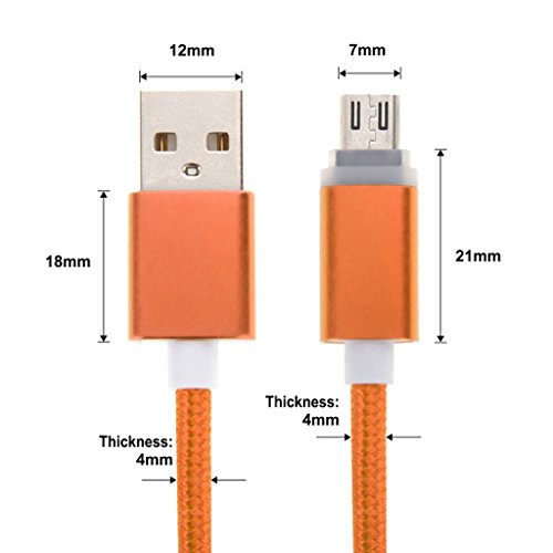 iMusi Micro USB Kabel für Android Smartphone mit LED High Speed [Syncwire & Ladekabel] – Lebenslange Garantieserie – für Samsung Galaxy, HTC, Huawei, Sony, Nexus, Nokia, Kindle und mehr Orange - 5