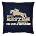 Produktbild Tini - Shirts Reiter - Schüler Sprüche Kissen - Dekokissen REIT-Sport : Zum Reiten geboren zur Schule gezwungen - Geschenk-Kissen Pferde-Motiv - ohne Füllung - Farbe : Navyblau
