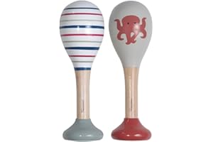 Sonagli di Kindsgut (set di 2), strumenti musicali per neonati e bambini, ideali per il viaggio, colori tenui e alta qualità, polpo e strisce