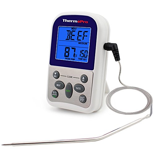 ThermoPro TP10 Digitales Bratenthermometer Ofenthermometer mit Timer für BBQ / Grill / Smoker usw.