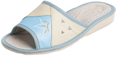 Pantofole da donna in pelle (38, Blu)