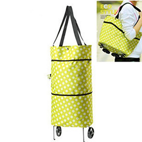 FollowUs Rad faltbar Einkaufstasche Rolling Gepäck Schultertasche Cart Trolley Tasche Grün