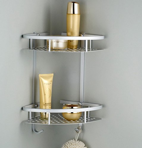 Restbuy Eckregal Bad Duschregal mit 2 Böden aus Aluminium 29 x 22 x 31cm - 6