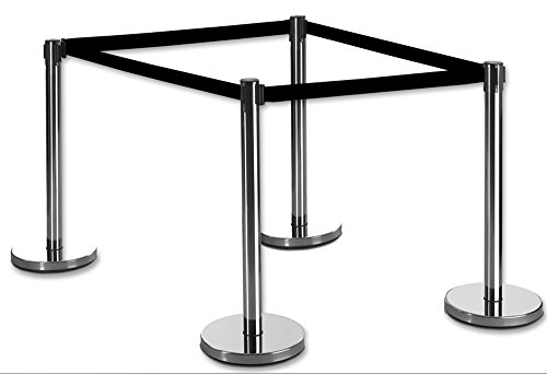 Preisvergleich Produktbild 4-Stück-Set FLEXIBARRIER Personenleitsystem Schwarz, Absperrständer, Absperrband, Absperrpfosten