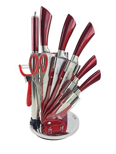 Edles 8 tlg. Messerset aus Edelstahl mit Griffen in Marmoroptik inkl. Acrylständer - 2