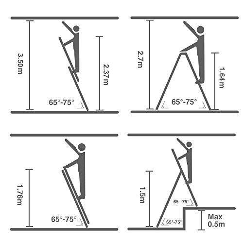 Songmics Leiter (2.57m) Treppenleiter Universalleiter 3-Wege-Haushaltsleiter aus Aluminium GLT260 - 5