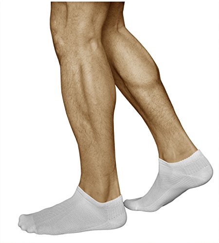 vitsocks Calcetines Verano Hombre BAMBÚ Muy Respirables Bajos (3 PARES) Efecto de Enfriamiento, Sneaker, blanco, 39-41