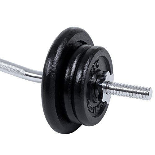 Songmics Curlset aus Gusseisen 1 SZ Curlstange und 6 Hantelscheiben 25 kg SYL60T - 5