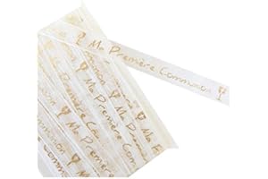 VENKER HOBI Ruban Organdi Communion Blanc et Or 10mm x 5m (x1) REF/RU356