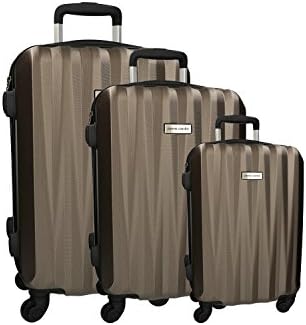 3-piece rigid luggage set PIERRE CARDIN bronze 4 wheels cabin baggage VS226