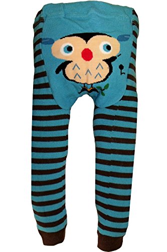 Dotty Fish Baby and Toddler Woolen Leggings Blue Ollie Owl - 95cm/24+ months