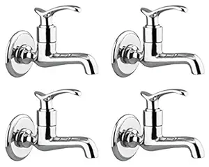 Drizzle Long Body Duck Brass Chrome Plated/Bathroom Tap/Quarter Turn Tap - Set Of 4