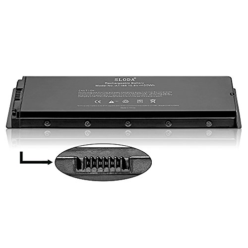 SLODA Laptop Ersatzakku für Macbook 13″ Apple A1185 A1181 MA254 MA255 MA472 MA561 MA566 MA700 MA701 MB061 MB062 Serie 2006 bis Mitte 2009 Ausführung Schwarz [Kunststoffgehäuse, Li-Polymer, 5000mAh] - 4