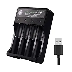 HASTHIP 18650 Battery Charger 4 Bay Fast Charge, for 3.7V Li-ion TR IMR 10440 14500 16650 14650 18350 18500 16340(RCR123) Batteries, USB Intelligent Universal Rechargeable Battery Charger