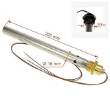 cesta quemador de pellets casero Consumo de energía 350 W/total longitud 231 mm, longitud 200 mm/Suministro de energía eléctrica 230 V